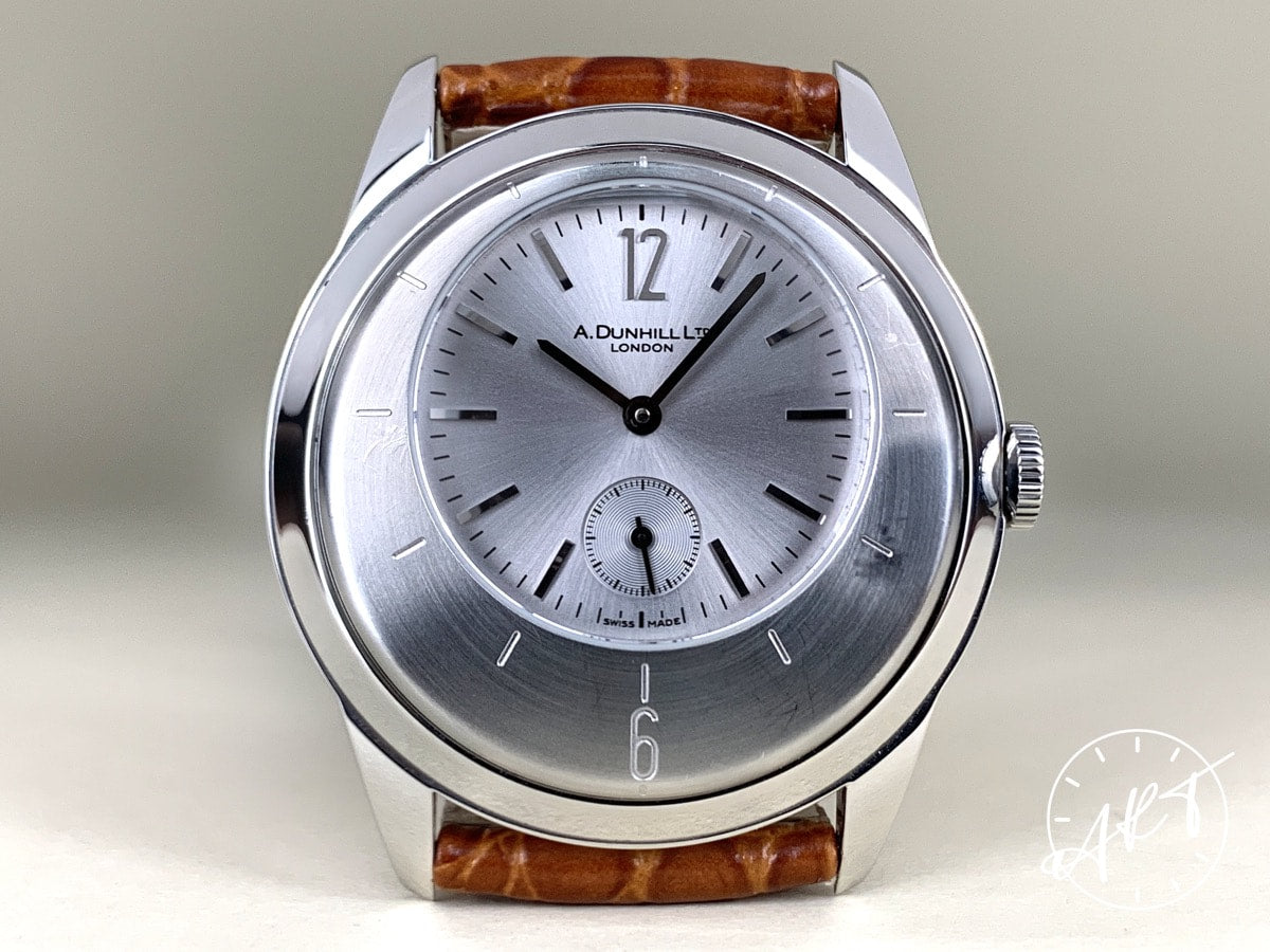 Alfred Dunhill x Centric 8045 Silver Dial SS Manual Watch Brown Leather Strap