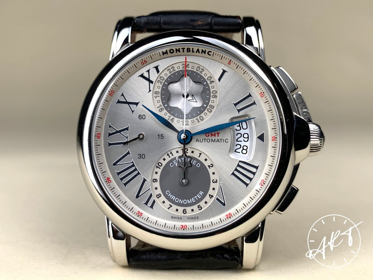 Montblanc Star 1906 Chrono GMT Silver Dial SS Anniversary Ltd Watch 36 ART Watches