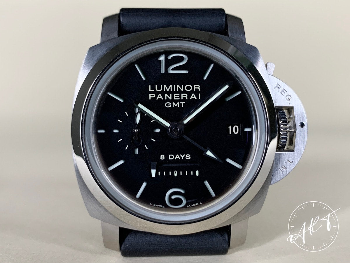 Panerai PAM 233 Luminor 1950 8 Days GMT Black Dot Dial SS Watch PAM002 ART Watches