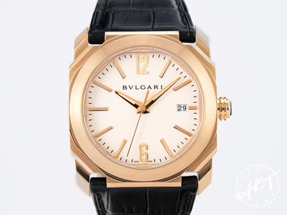 Bvlgari Octo Solotempo 38 Silver Dial 18K Rose Gold Auto Watch 102119 w/ B&P