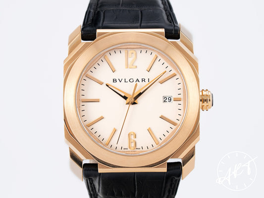 Bvlgari Octo Solotempo 38 Silver Dial 18K Rose Gold Auto Watch 102119 w/ B&P