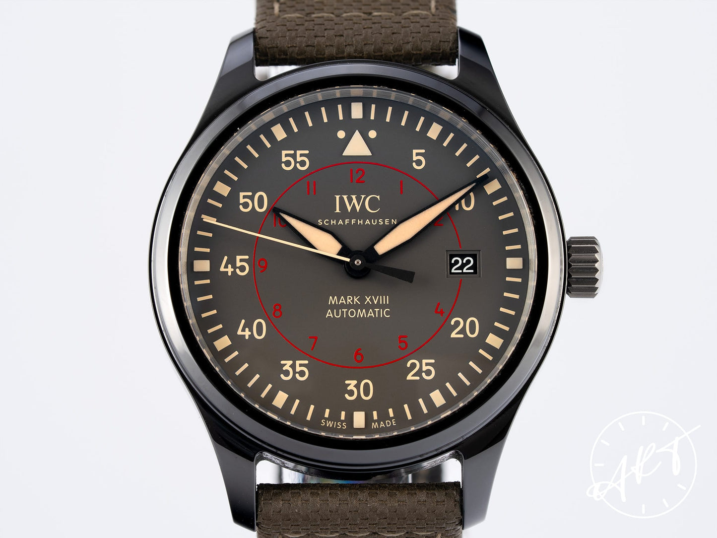 IWC Pilot's Mark XVIII Miramar Gray Dial Black Ceramic Auto Watch IW324702 w/ BP