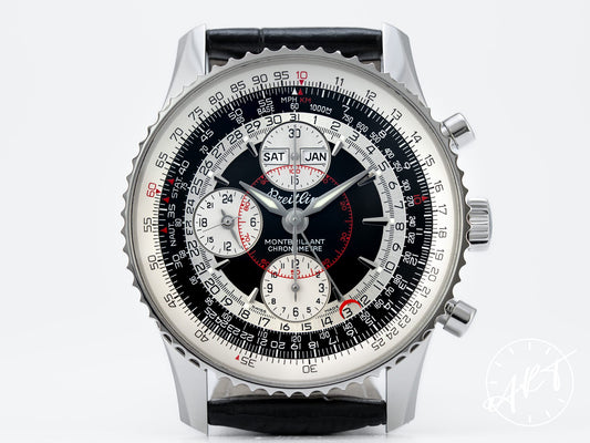 Breitling Montbrillant Navitimer Datora Reverse Panda Dial Watch A21330 w/Box