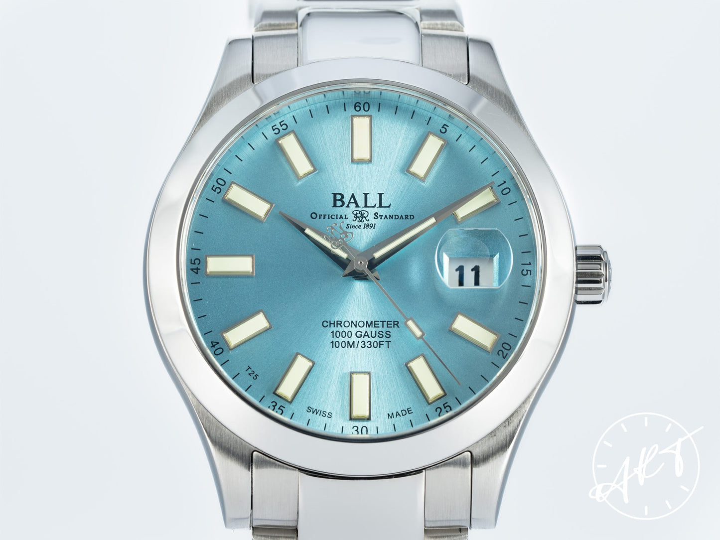 Ball Engineer III Marvelight Chronometer Ice Blue Dial SS Auto Watch w/ B&P