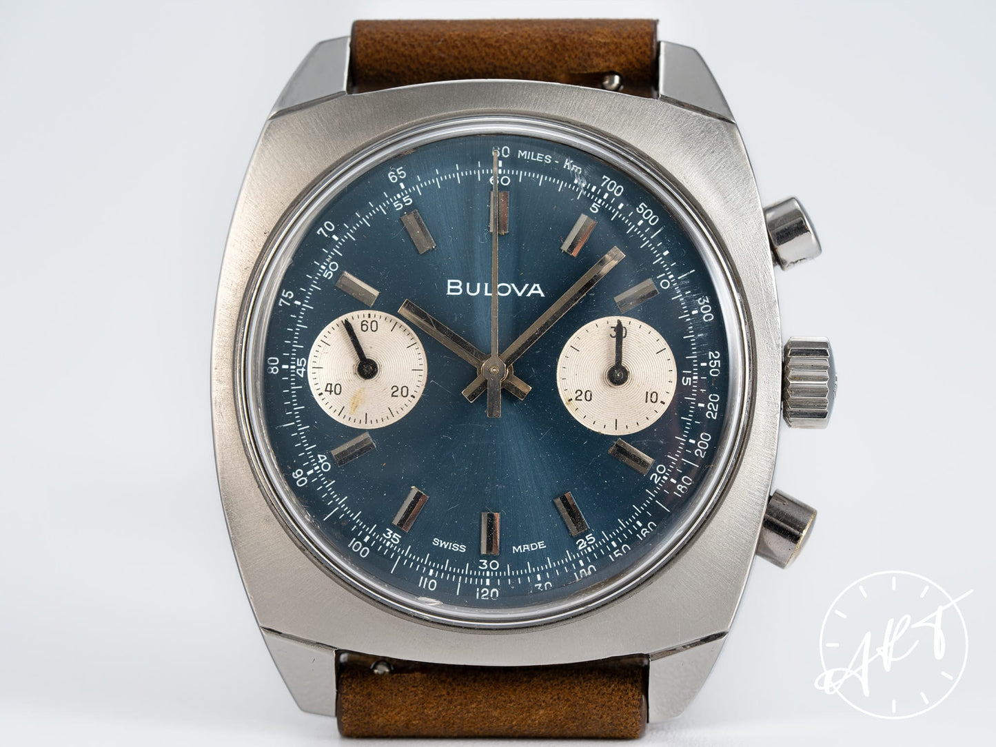 Vintage 1969 Bulova Vintage Chronograph Blue Dial SS Manual Watch 813-1