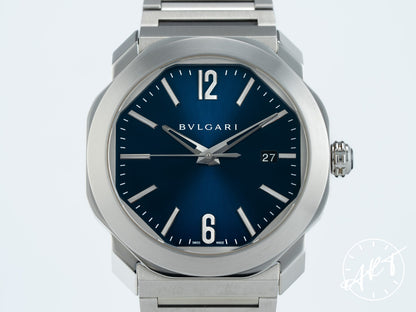 Bvlgari Octo Roma Blue Dial Stainless Steel Automatic Watch 102856 w/ Box