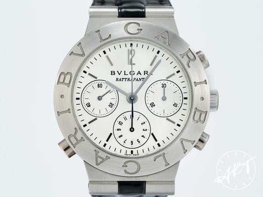 Bvlgari Diagono Chrono Rattrapante White Dial Platinum Ltd Watch CH40PL w/ Box