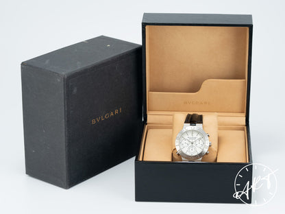 Bvlgari Diagono Chrono Rattrapante White Dial Platinum Ltd Watch CH40PL w/ Box