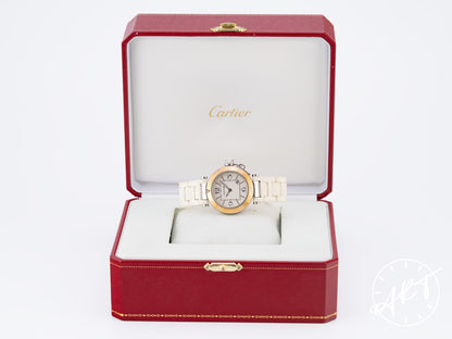 Cartier Pasha Seatimer Silver Dial 18K Gold & SS Quartz Ladies Watch 3025 w/Box