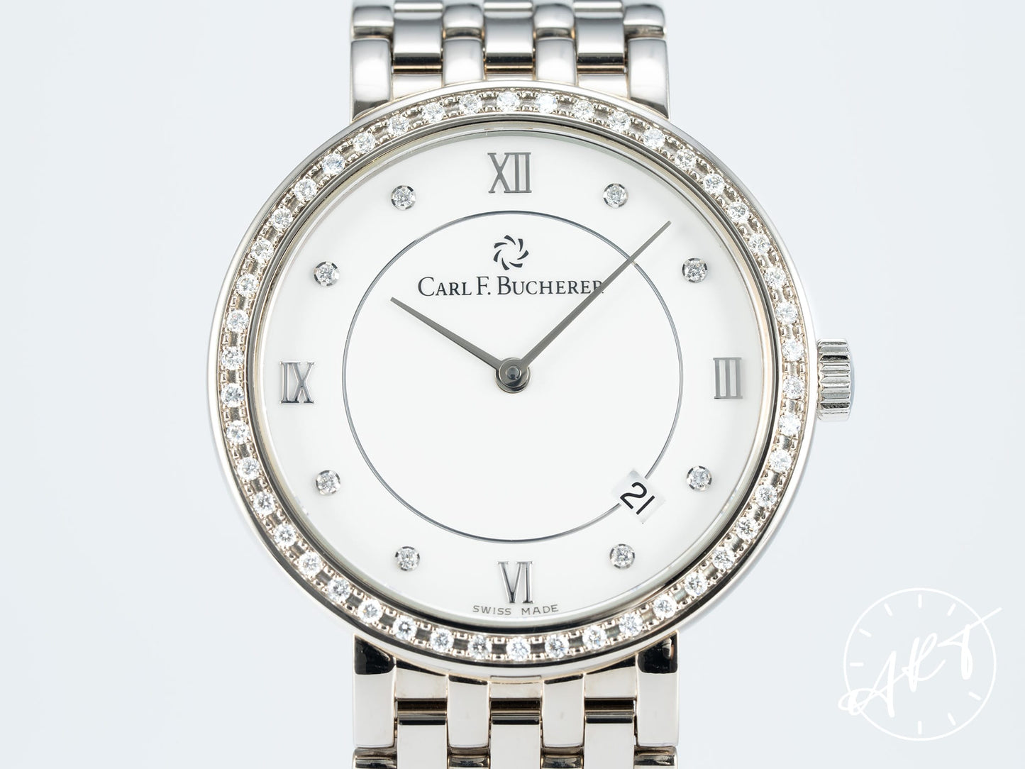 Carl F. Bucherer Adamavi Diamond Bezel White Diamond Dial 18K WG Watch w/ Paper