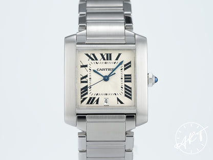 Cartier Tank Francaise Silver Dial Stainless Steel Automatic Watch 2302 w/ Box