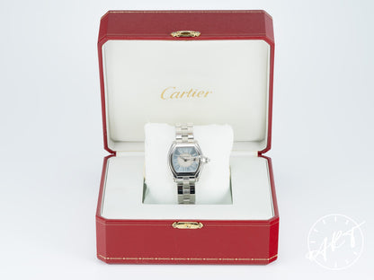 Cartier Roadster Ice Blue Roman Dial SS Quartz Ladies Watch 2675 w/ Box