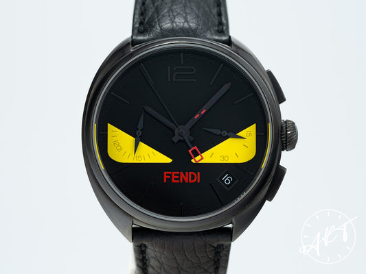 Fendi Momento Bugs Chrono Black & Yellow Dial Black PVD SS Quartz Watch 21200G