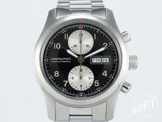 Hamilton Khaki Field Day-Date Chrono Reverse Panda Dial SS Watch H71566133 BP