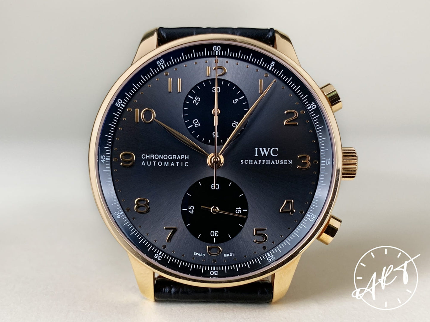 IWC Portuguese Chronograph Gray Dial 18K Rose Gold Automatic Watch IW371482