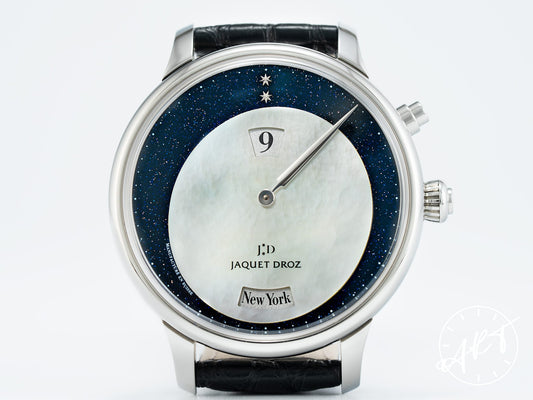 Jaquet Droz Astrale Twelve Cities Jumping Hour Aventurine & MOP Dial Watch w/ Papers