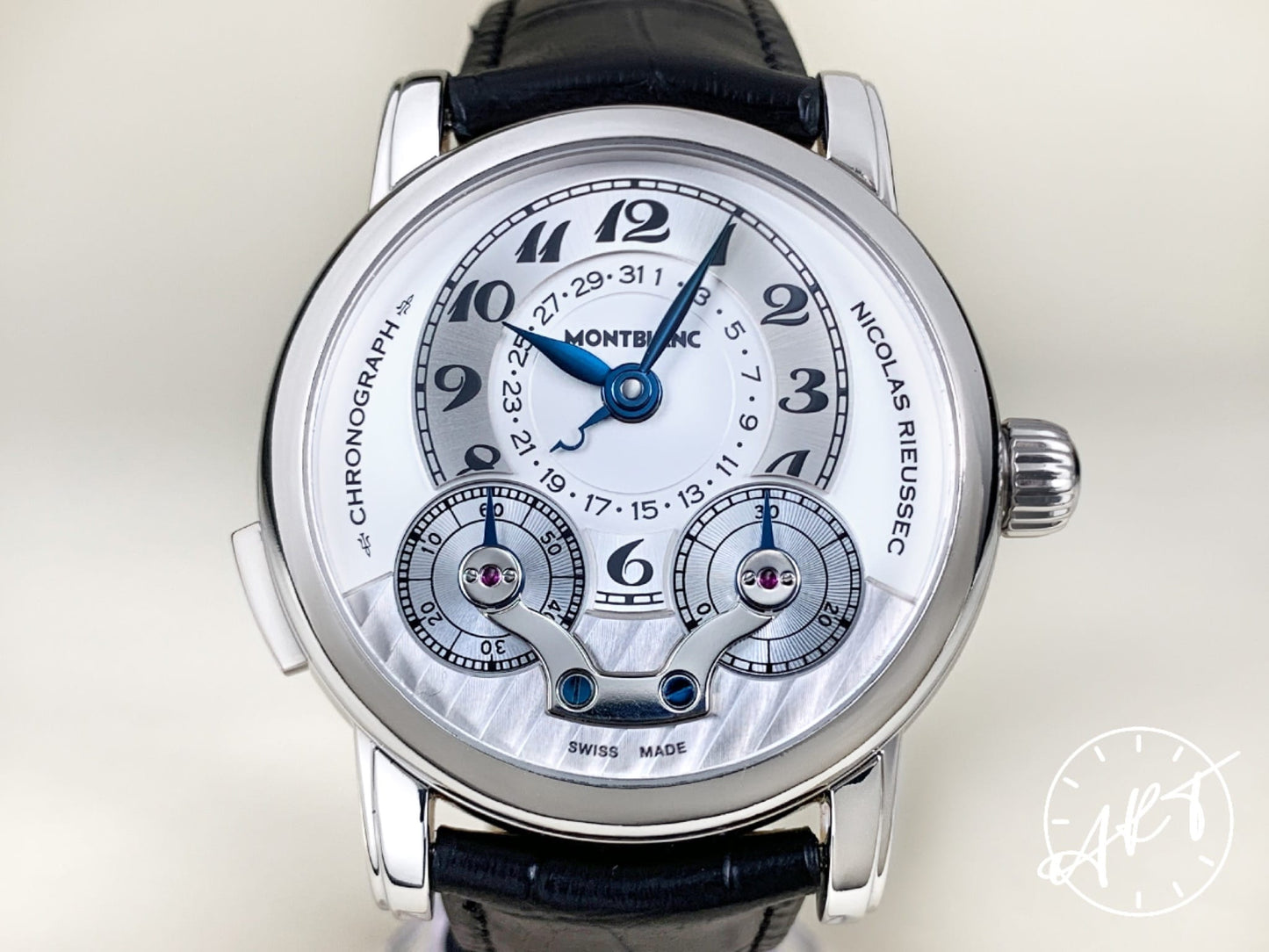 Montblanc Nicolas Rieussec Monopoussoir Silver Dial Platinum 25 Pcs Ltd Watch 102332 w/Box