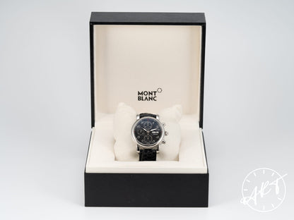 Montblanc Star Day-Date Chronograph Black Dial SS Auto Watch 106467 w/ Box