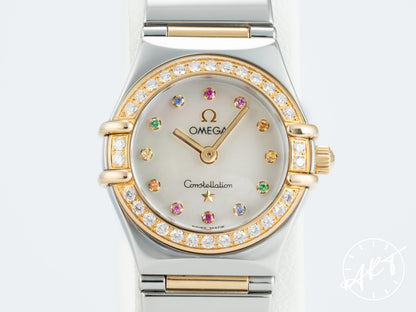 Omega Constellation Iris MOP Rainbow Dial 18K Gold & SS Quartz Ladies Watch