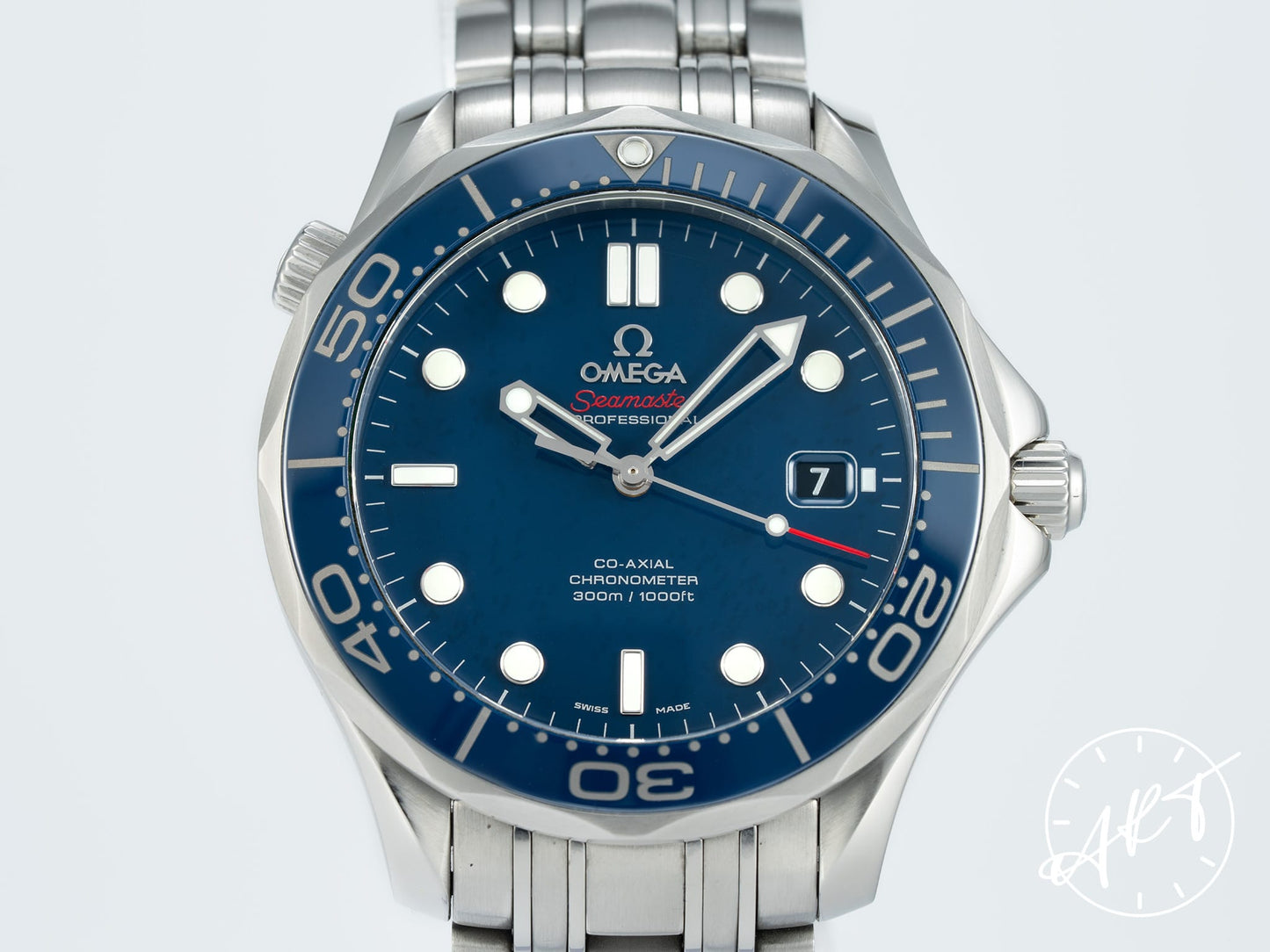 Omega Seamaster Co-Axial Chronometer Blue Dial SS Auto Diver Watch w/ B&P