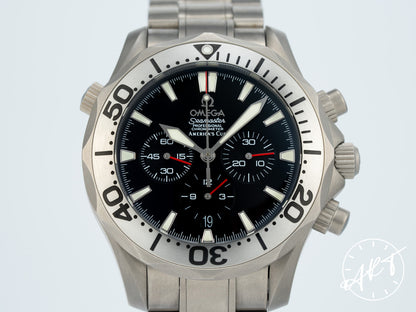 NEW Omega Seamaster 300M Chrono Black Dial Titanium America's Cup SE Diver Watch 2293.50.00 BP