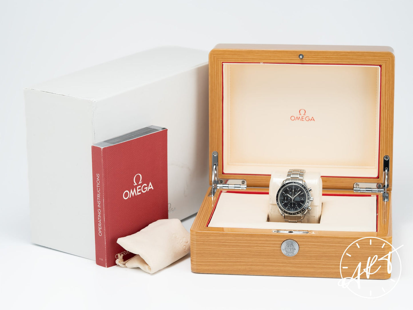 Omega Speedmaster Date 40 Chrono Black Dial SS Auto Watch 3210.50.00 w/ Box