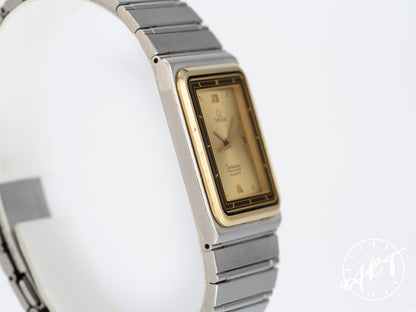 Vintage 1982 Omega Constellation Cal 1418 Chronometer Gold Dial SS Quartz Manhattan Watch 197.0001