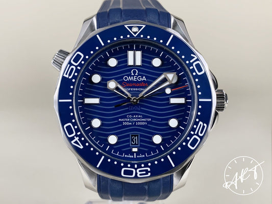 Omega Seamaster 300 Master Co-Axial Blue Dial SS Auto Diver Watch w/ B&P