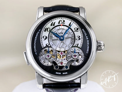 Montblanc Nicolas Rieussec Monopoussoir Black Dial SS Manual Watch 104981 w/ B&P