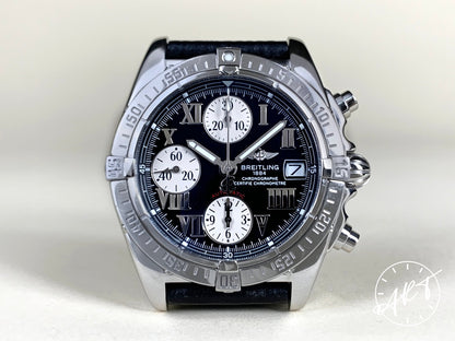 Breitling Windrider Chrono Cockpit Black Dial SS Auto Pilot Watch A13358 w/ Box