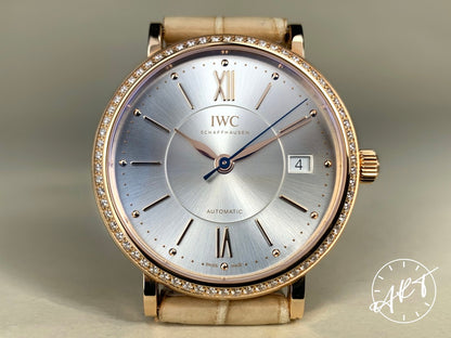 NEW IWC Portofino 37 Diamond Bezel Silver Dial SS Auto Ladies Watch IW458107 BP