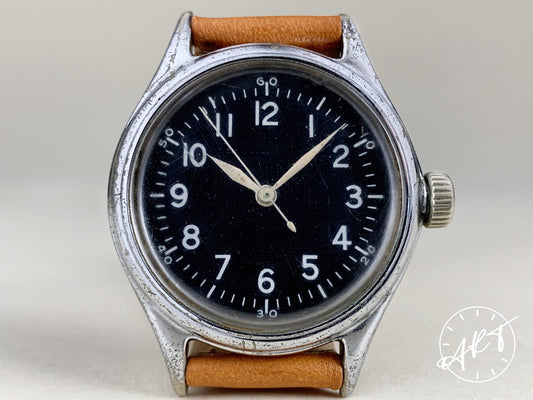 Vintage WWII Bulova Type A-11 Black Dial SS USAAF Military Military Watch WORKING ORDER