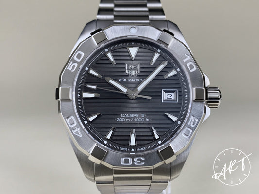 Tag Heuer Aquaracer Cal 5 Gray Guilloche Dial SS Auto Diver Watch WAY2113