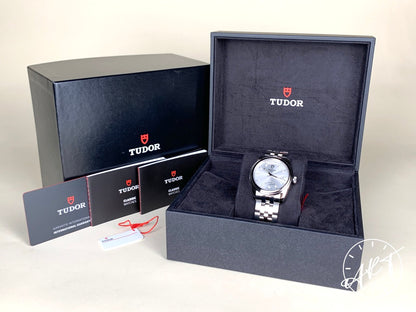 NEW Tudor Glamour Day-Date Silver Diamond Dial SS Auto Watch 56000-0006 w/ B&P