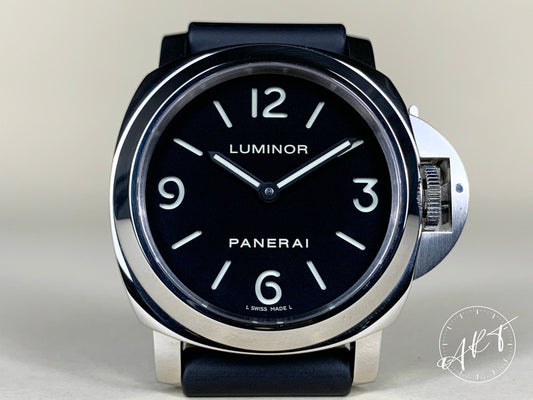 2012 Panerai PAM 112 Luminor Base Black Dial SS Manual Diver Watch PAM00112 BP