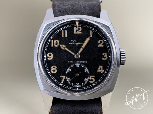 Vintage 1930s Longines Black Dial SS CZECHOSLOVAK AIR FORCE Military Watch