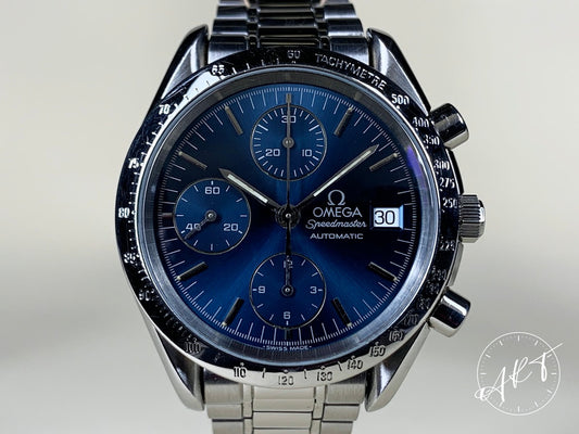 Omega Speedmaster Chronograph Blue Dial SS Auto Pilot Watch 3511.80.00