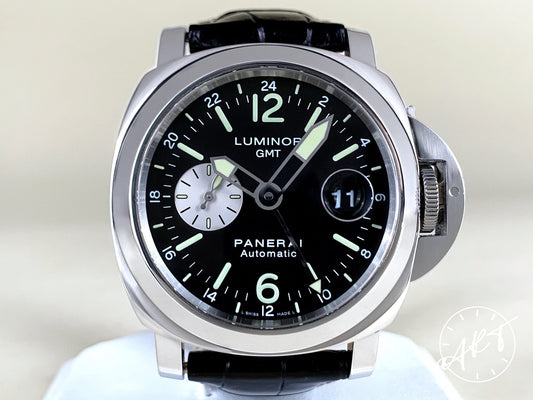 Panerai PAM 88 Luminor GMT Black Dial SS Auto Diver Watch PAM00088 w/ B&P