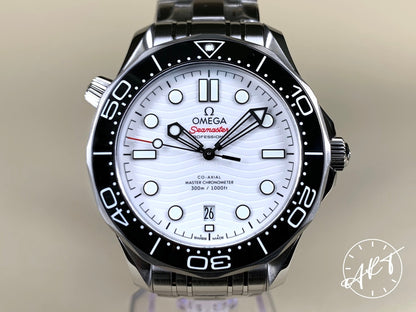 NEW Omega Seamaster Diver 300M Master Chronometer White Dial SS Auto Watch w/ BP