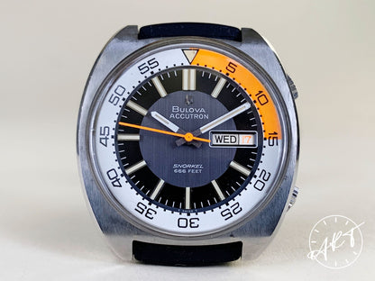 Vintage 1970 Accutron Snorkel Orange & White Bezel Multicolor Dial Tuning Fork Watch