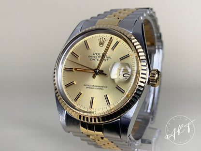 Vintage 1983 Rolex Oyster Perpetual Datejust Champagne Dial Two-Tone Watch 16013 BP