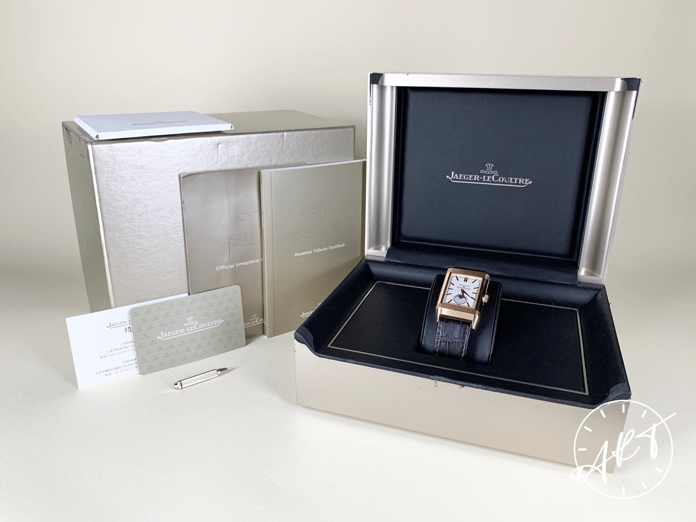 Jaeger-LeCoultre Reverso Triple Date Moonphase GMT 18K Pink Gold Watch BP