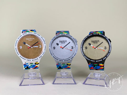 NEW Swatch x Bape Multicolor Dial Quartz 2020 Tokyo Ltd Ed Watch in FULL SET