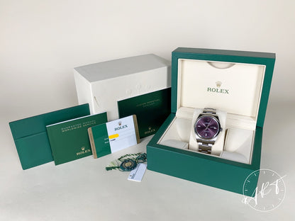 Rolex Oyster Perpetual 39 Purple Dial “Red Grape” SS Watch 114300 BP *Discontinued*