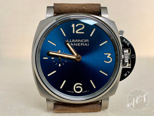 Panerai PAM 728 Luminor Due 3 Days Blue Dial Titanium Manual Watch PAM00728 BP