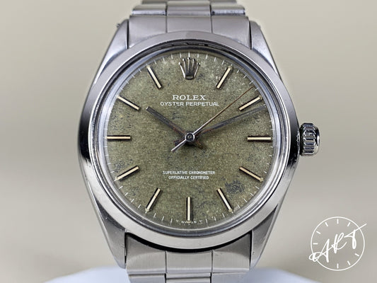 Vintage 1960s Rolex Oyster Perpetual Brown Dial Gilt PATINA SS Auto Watch 1002
