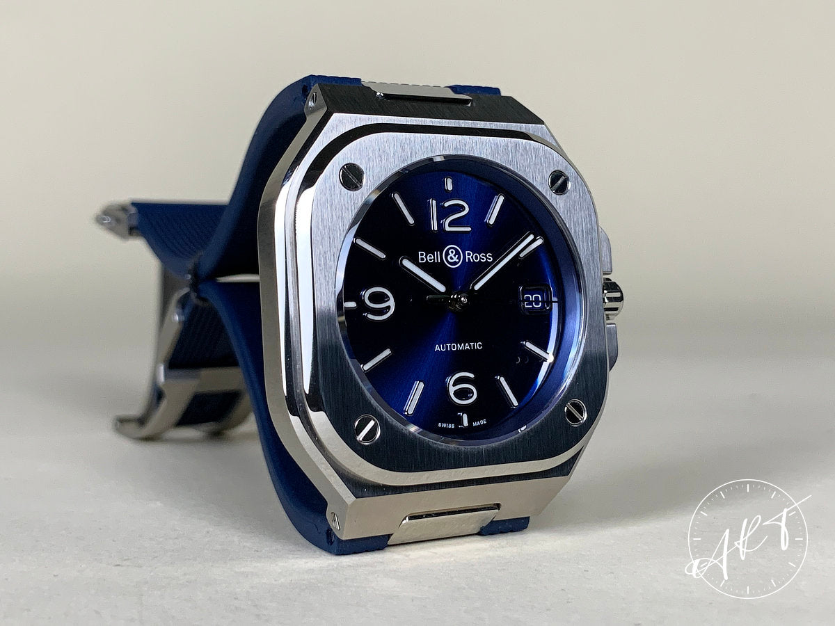 NEW Bell & Ross Diver Blue Dial Stainless Steel Auto Watch BR 05 in FULL SET