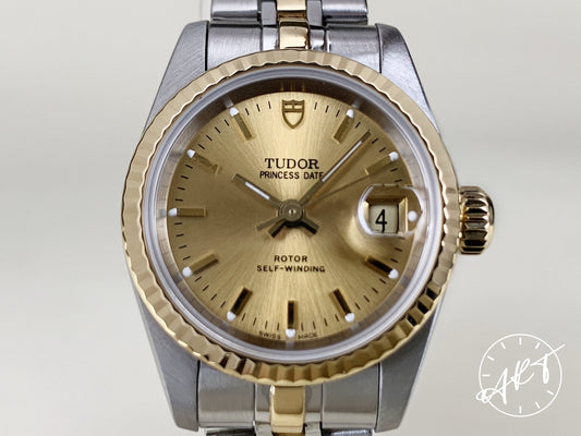 Tudor Princess OysterDate Gold Dial Two-Tone 18K Gold & SS Ladies Watch 92413 BP