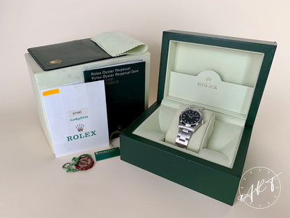 Rolex Oyster Perpetual Black Dial Stainless Steel Auto Ladies Watch 67480 w/ B&P