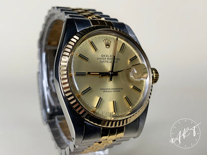 Vintage 1983 Rolex Oyster Perpetual Datejust Champagne Dial Two-Tone Watch 16013 BP